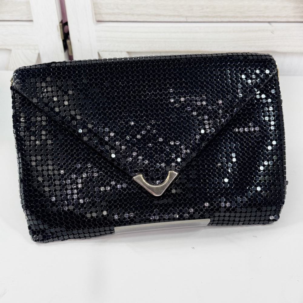 Mesh Chainmail Envelope Clutch Bag‎ Black Evening Party